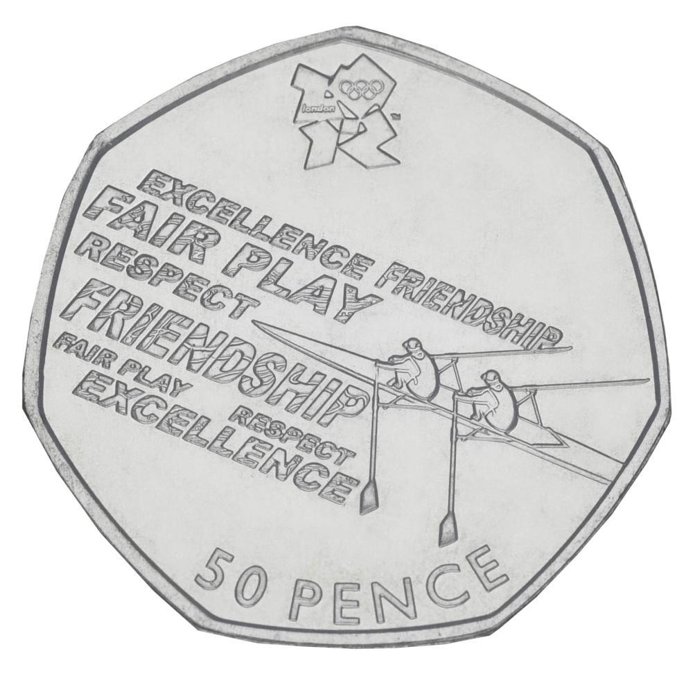 Коллекционная монета Великобритания 50 пенсов 2011 UNC XXX Летние Олимпийские игры 2012 в Лондоне-Гребля (М20923)