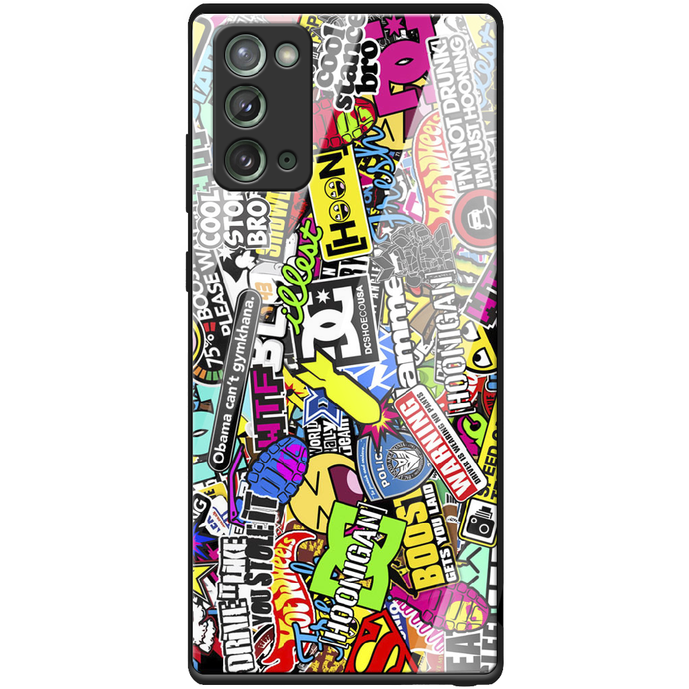 Чехол Boxface Samsung N980 Galaxy Note 20 Multicolored Inscriptions Черный силикон со стеклом (40568-up880-41112)