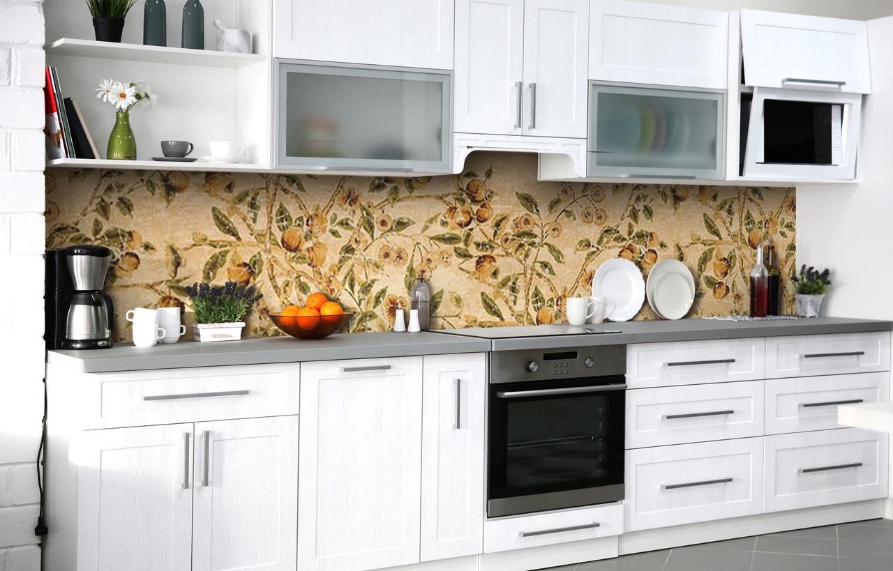 Кухонный фартук Фреска/Абрикосы виниловый самоклеющийся 650х2500мм винтаж Бежевый