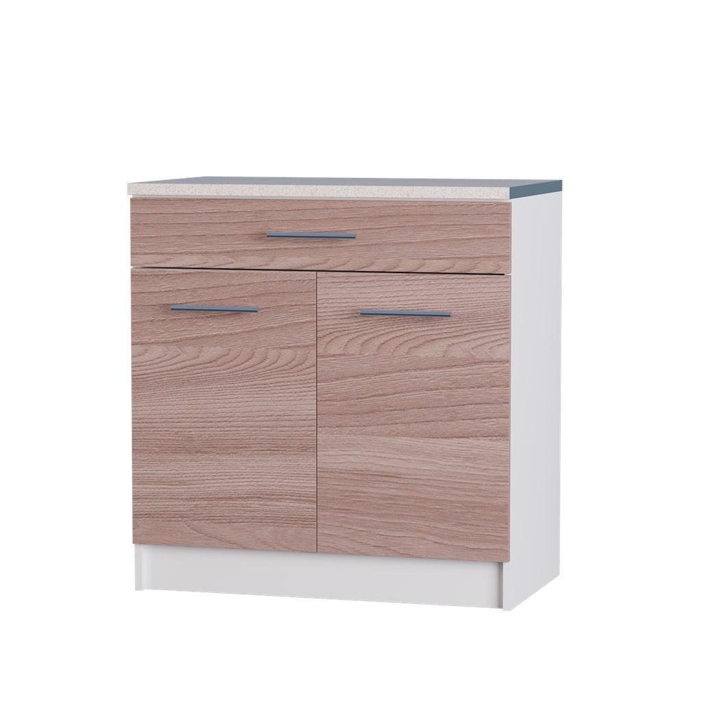 Модуль кухонный нижний с ящиком Эверест Эко 800 со столешницей 80х46х82 см Ясень шимо-темный/Белый (DTM-2912)