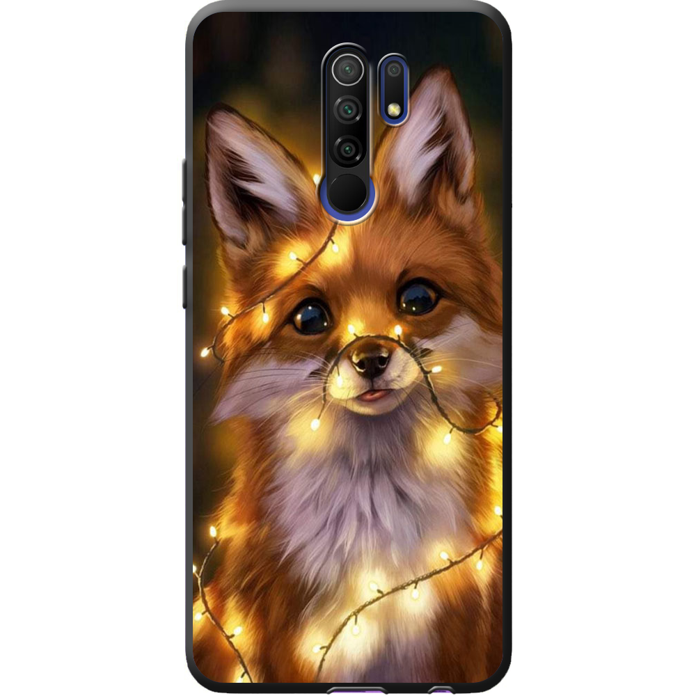 Чехол BoxFace Xiaomi Redmi 9 Рождественская лиса Черный силикон (40233-up2399-40357)