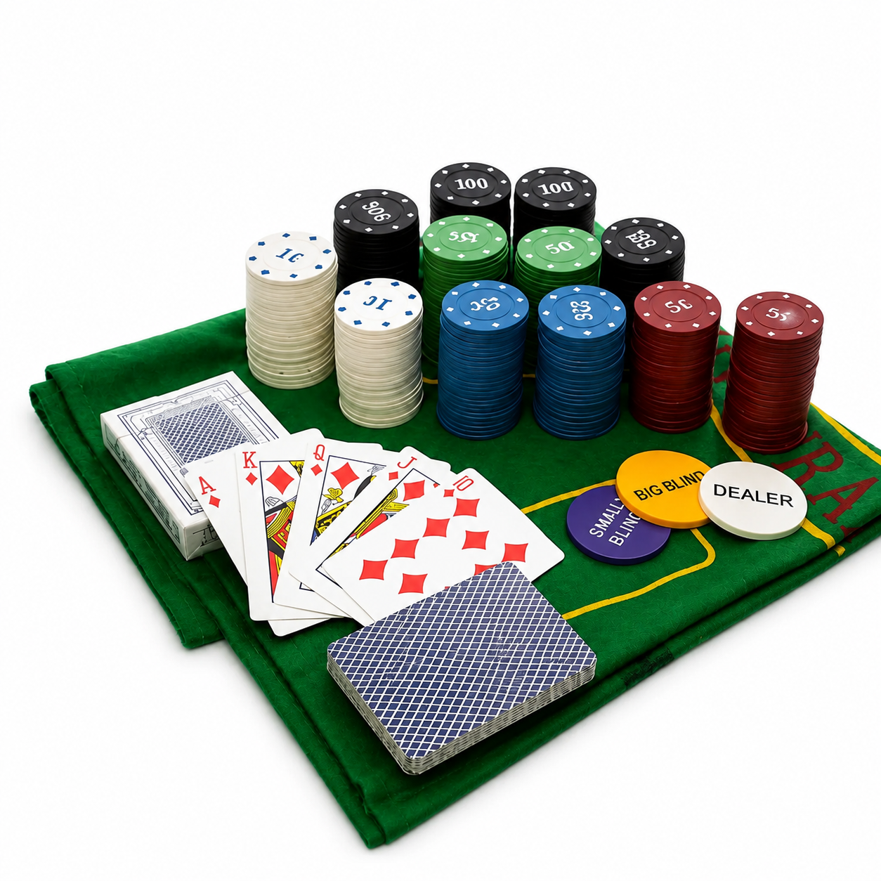 Набор для покера в металлической коробке Professional Poker Chips 300 фишек с номиналом/сукно (3123999857)