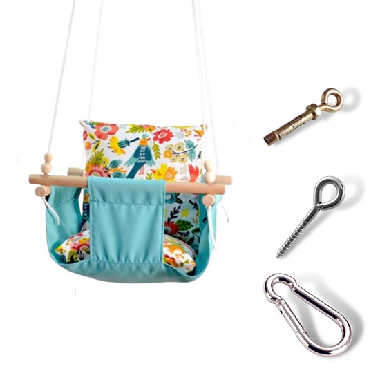 Дитяча гойдалка Infancy Яскраві птахи у квітах М'ятний (10060044)