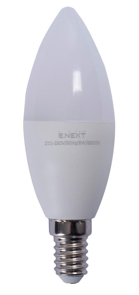 Лампа LED E.NEXT e.LED.lamp.B35.E14.8.6500 8W 220V 800lm 6500K E14 свічка (l0650630)