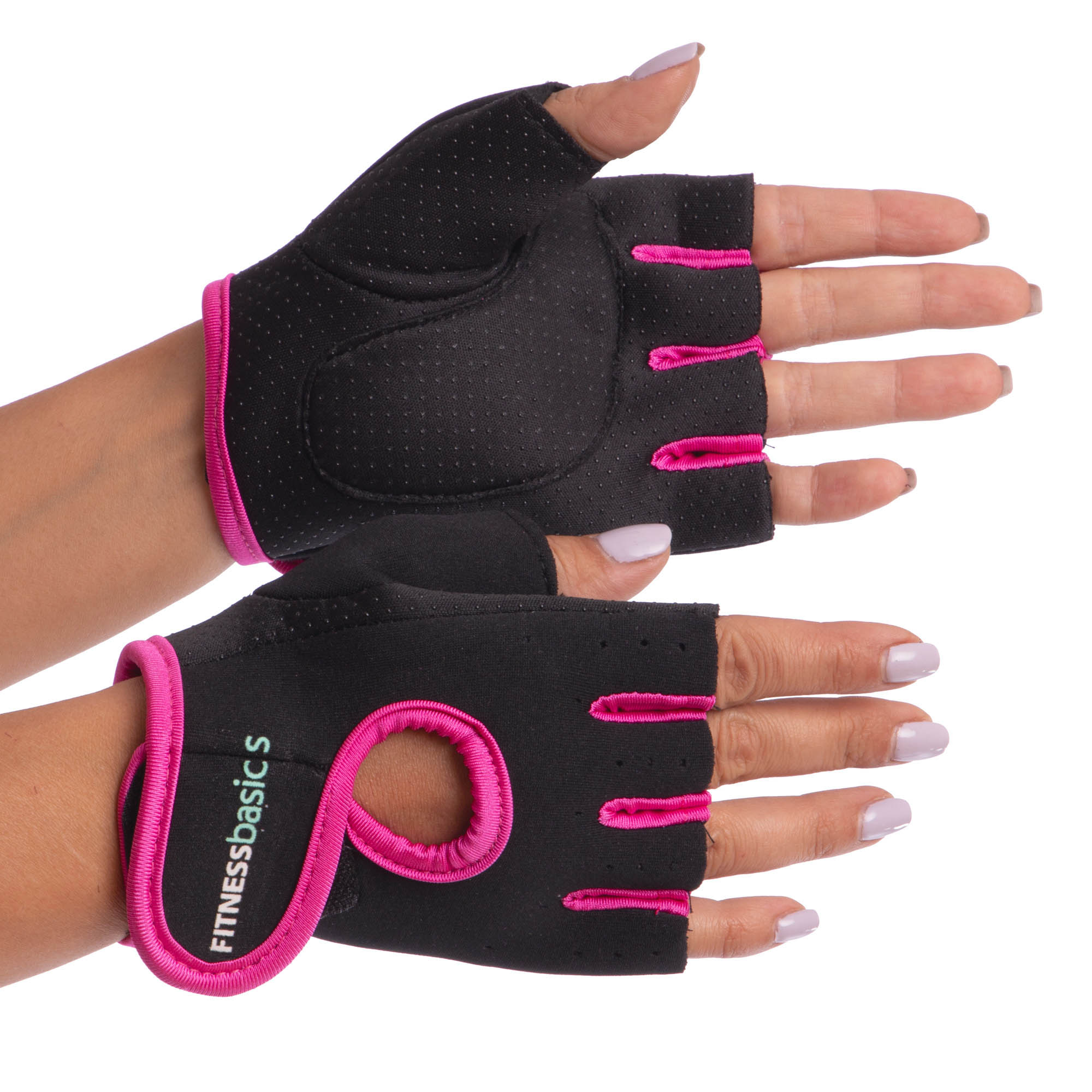 Перчатки для фитнеса и тренировок FITNESS Basics BC-893 S Черно-розовый (611cb69fb16ab51d885136b6)