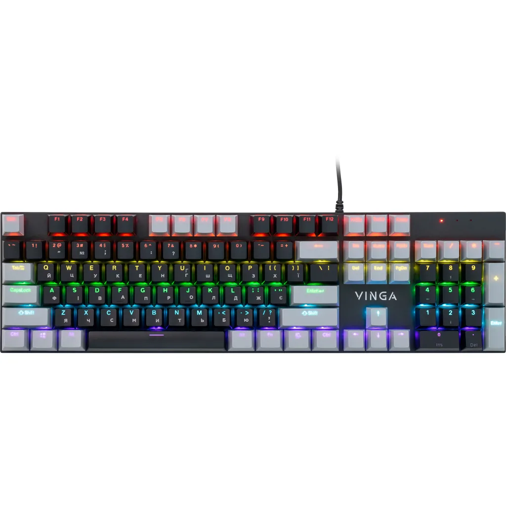 Клавіатура Vinga KBGM-090 LED Blue Switch USB Grey/Black (KBGM-090BL Grey/Black)