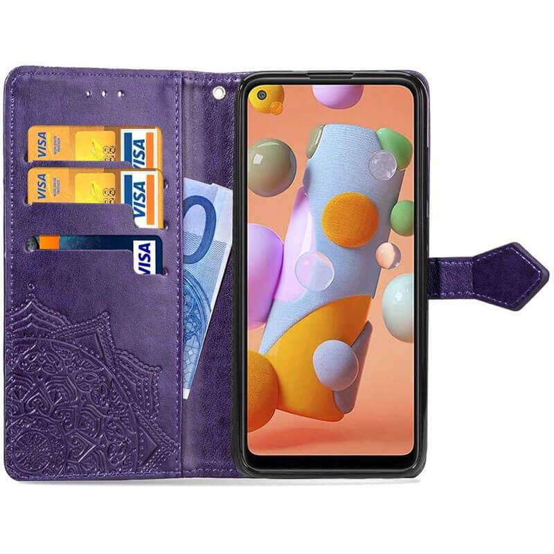 Кожаный чехол (книжка) Art Case с визитницей для Samsung Galaxy A11 / M11 Фиолетовый - фото 2