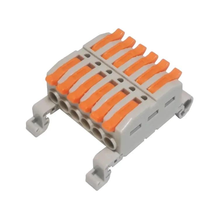 Клемма проходная Tactix 0,08-4 мм2 32А 6х1-6х1 одинарная на DIN-рейку 45,6х32,6х20 мм Оранжевый (KV227G-6)