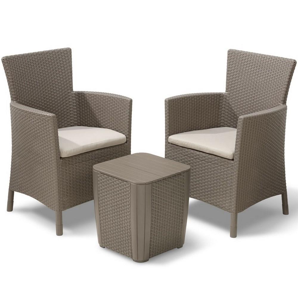 Комплект садовой мебели Keter Iowa Balcony Luzon Flat 2 кресла и 1 стол Капучино (224383)