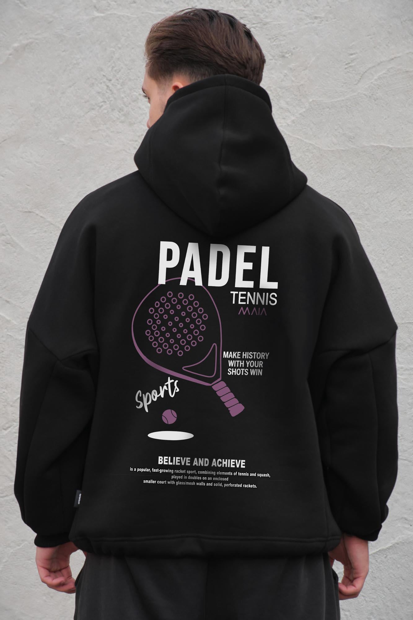 Худи на флисе с капюшоном и принтом оверсайз Without Padel Tennis One size Black (8056509 8056510)