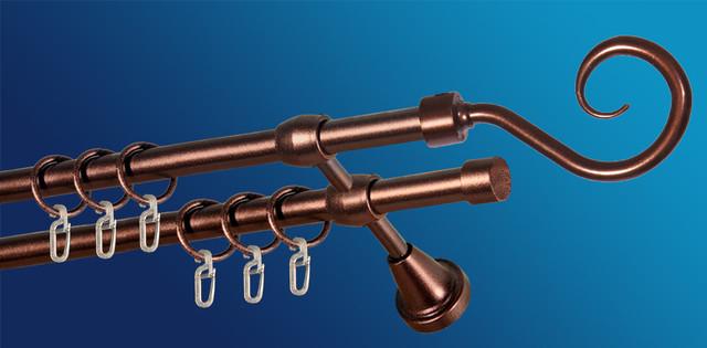 Карниз для шторы Plastidea Гак металлический двойной с крючками D 16/16 мм 300 см Медь