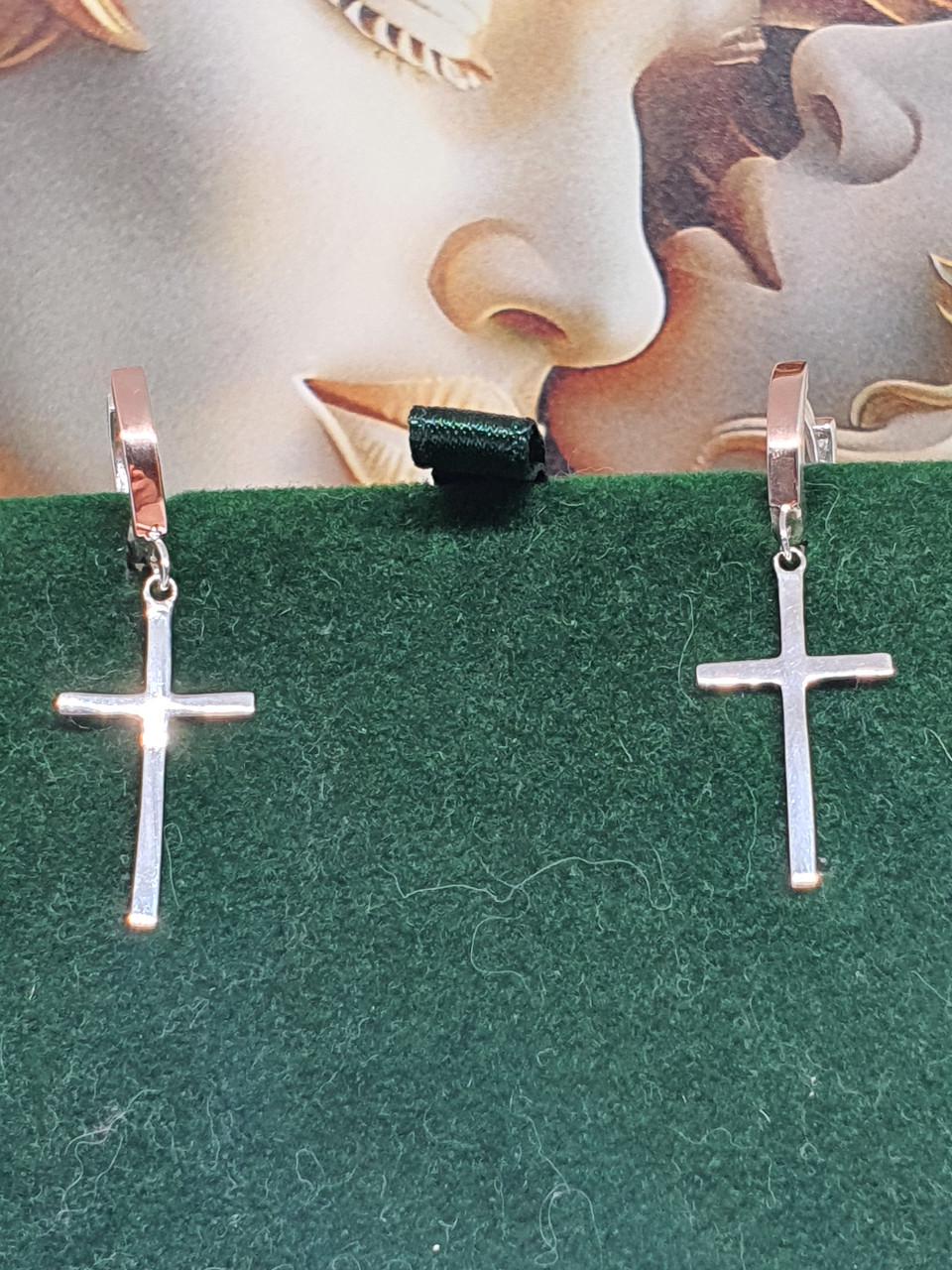 Срібні сережки Хрестики з вставкою золота 925/375 проба (26943916) - фото 6 Срібні сережки Хрестики з вставкою золота 925/375 проба (26943916) - фото 6