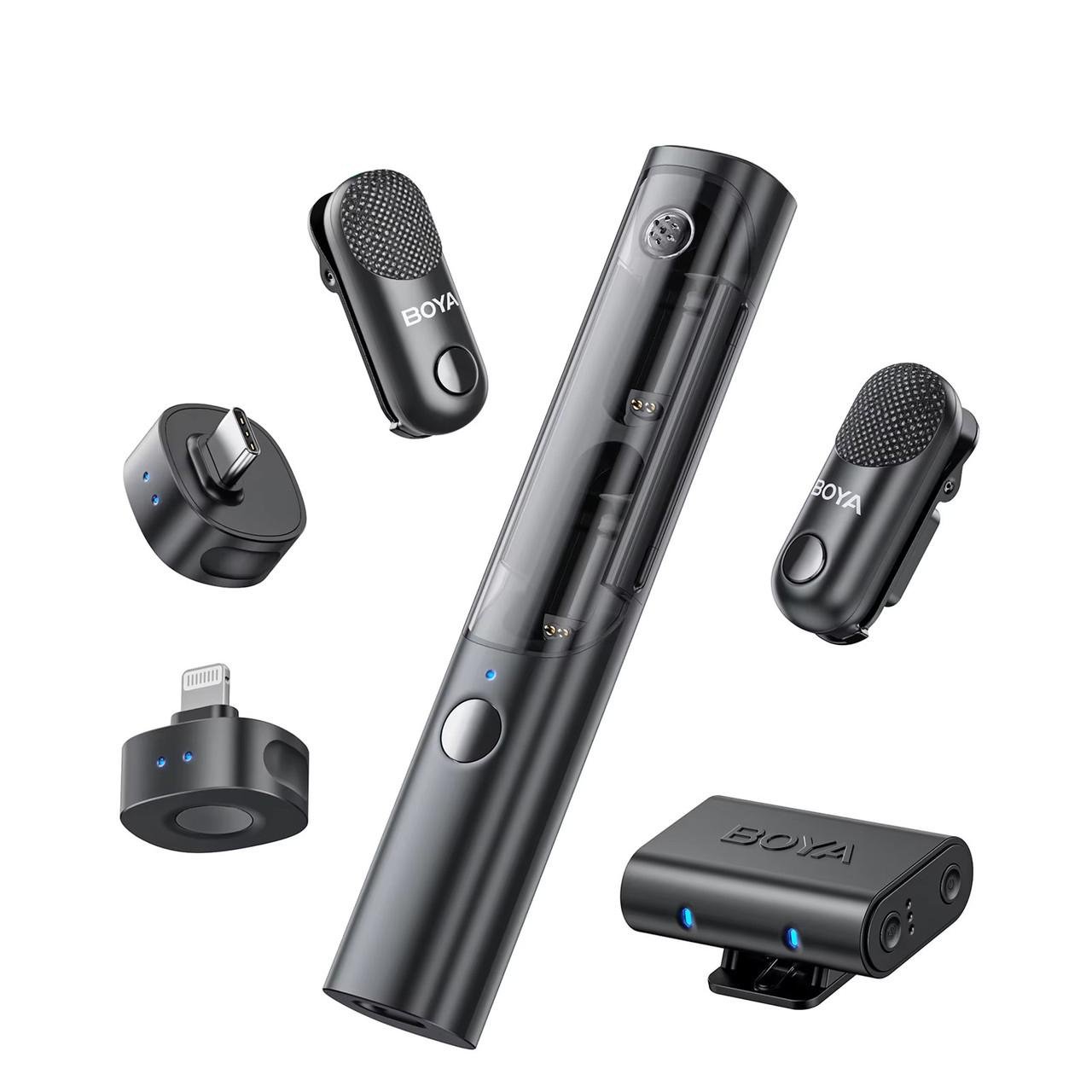 Микрофон петличный Boya Magic 02 Type-C Lightning 4в1 накамерный настольный ручной (2887654944)