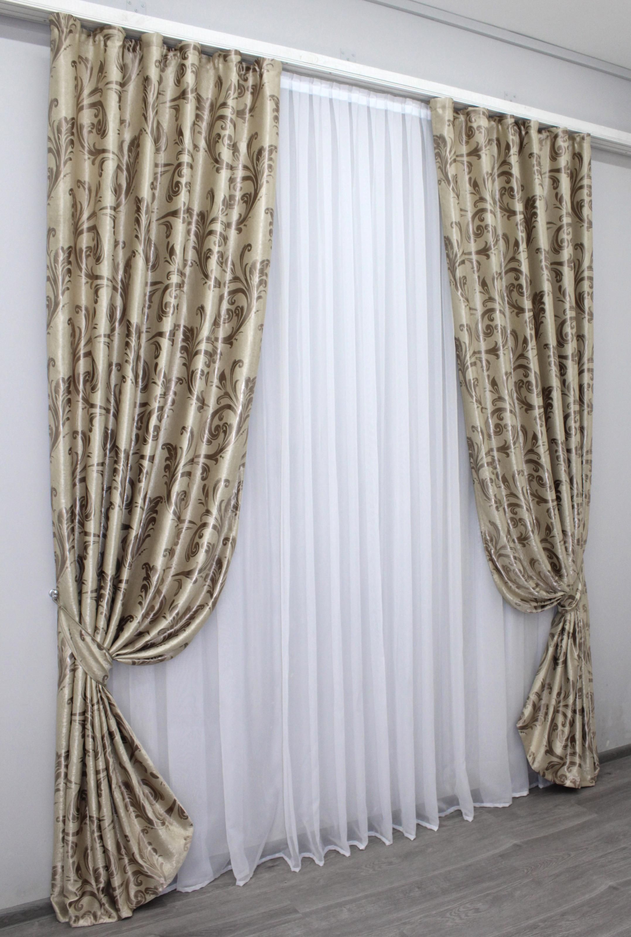 Комплект штор VR-Textil Лилия № 074ш Б 100х270 см 2 шт. Бежевый (31-267)