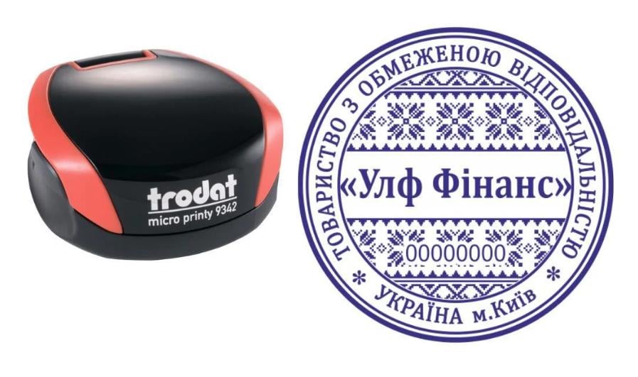 Печатка ТОВ на кишеньковому оснащенні Trodat Micro Printy 9342 d 42 мм Червоний (ТОВ17/9342/R)