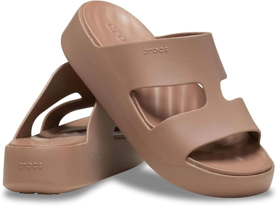 Шльопанці жіночі утеплені Crocs Getaway Platform Slide H-Strap Latte р. 42-43 Коричневий (19995)