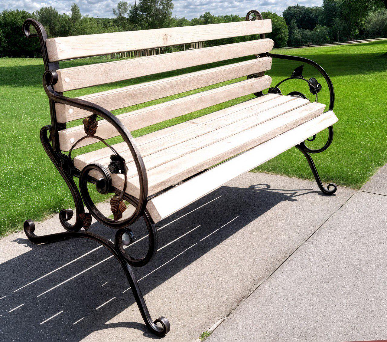 Лава садова кована Tobi Sho Камелія з підлокітниками 130 см Слонова кістка - фото 4