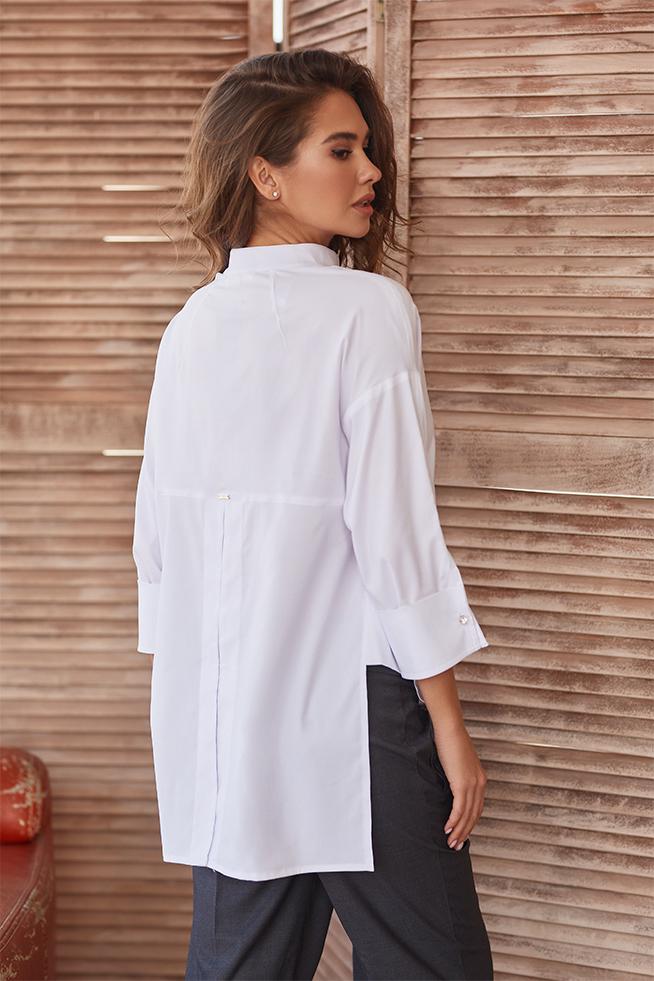 Блуза Lipar оверсайз со спущенным плечом р. 52 Белый (16945693) - фото 2