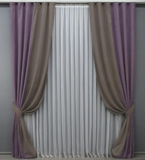 Комплект комбинированных штор 1,5х2,85 м 2 шт. Лавандовый/Какао (014дк/837-1035ш) Комплект комбинированных штор 1,5х2,85 м 2 шт. Лавандовый/Какао (014дк/837-1035ш)