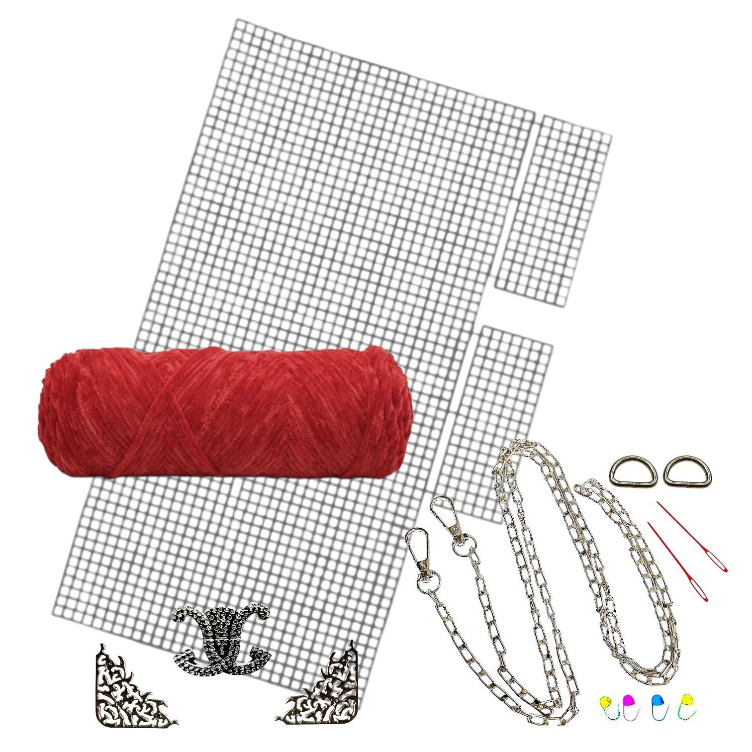 Набор для создания сумки из пластиковой канвы Серебряная лилия с нитками Красный (1596-11) Набор для создания сумки из пластиковой канвы Серебряная лилия с нитками Красный (1596-11)