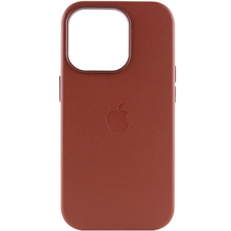 Противоударный Кожаный Чехол Leather Case (AAA) with MagSafe для Apple iPhone 14 Pro (6.1") Umber