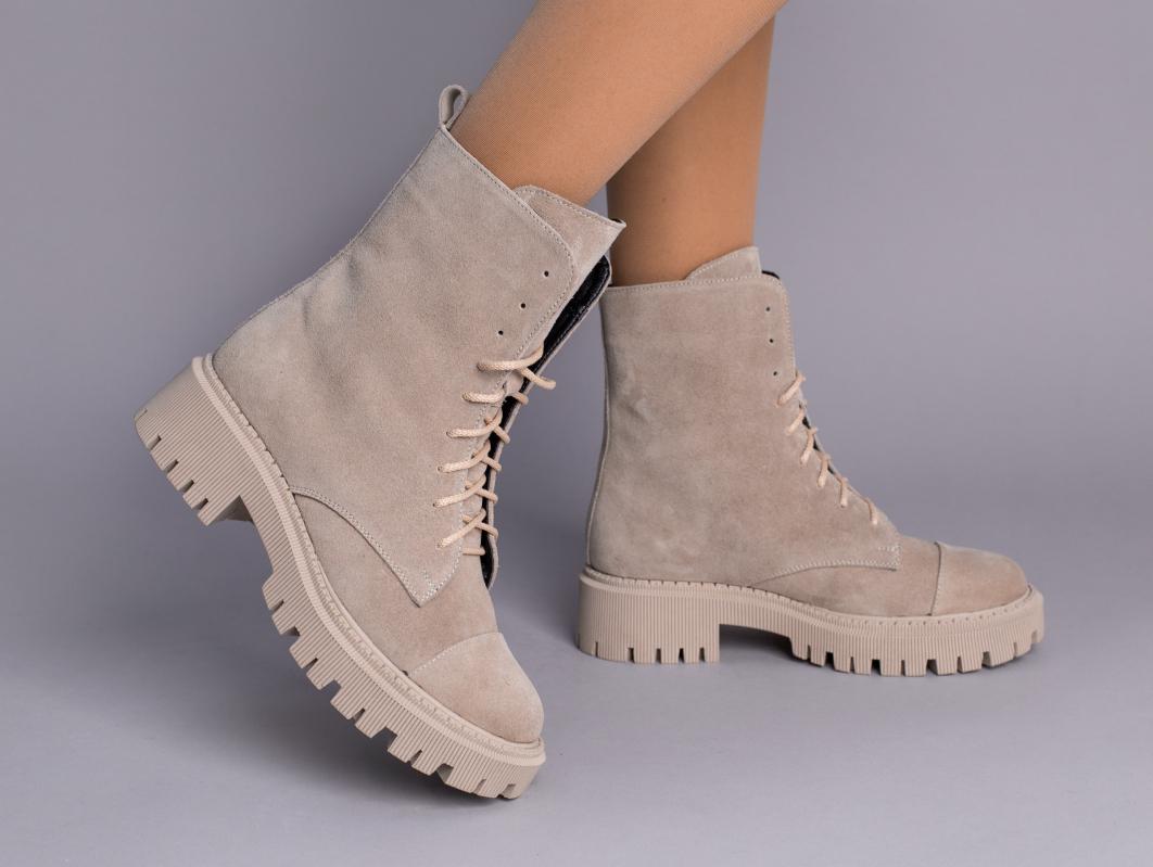 Черевики жіночі замшеві демісезонні р. 36 Бежевий (7005д/36)