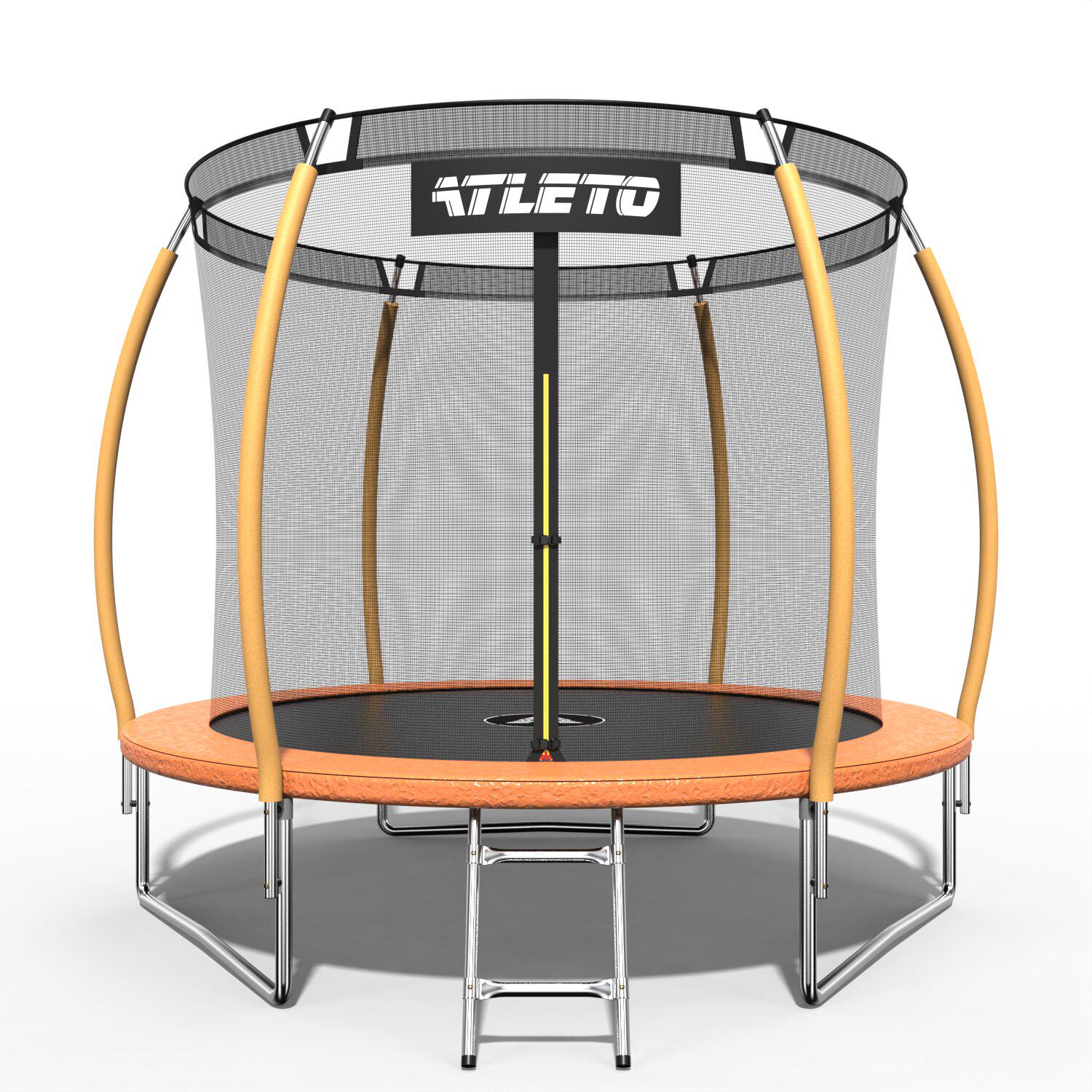 Батут детский Atleto с внутренней сеткой/стремянкой/ 312 см Оранжевый (4993)