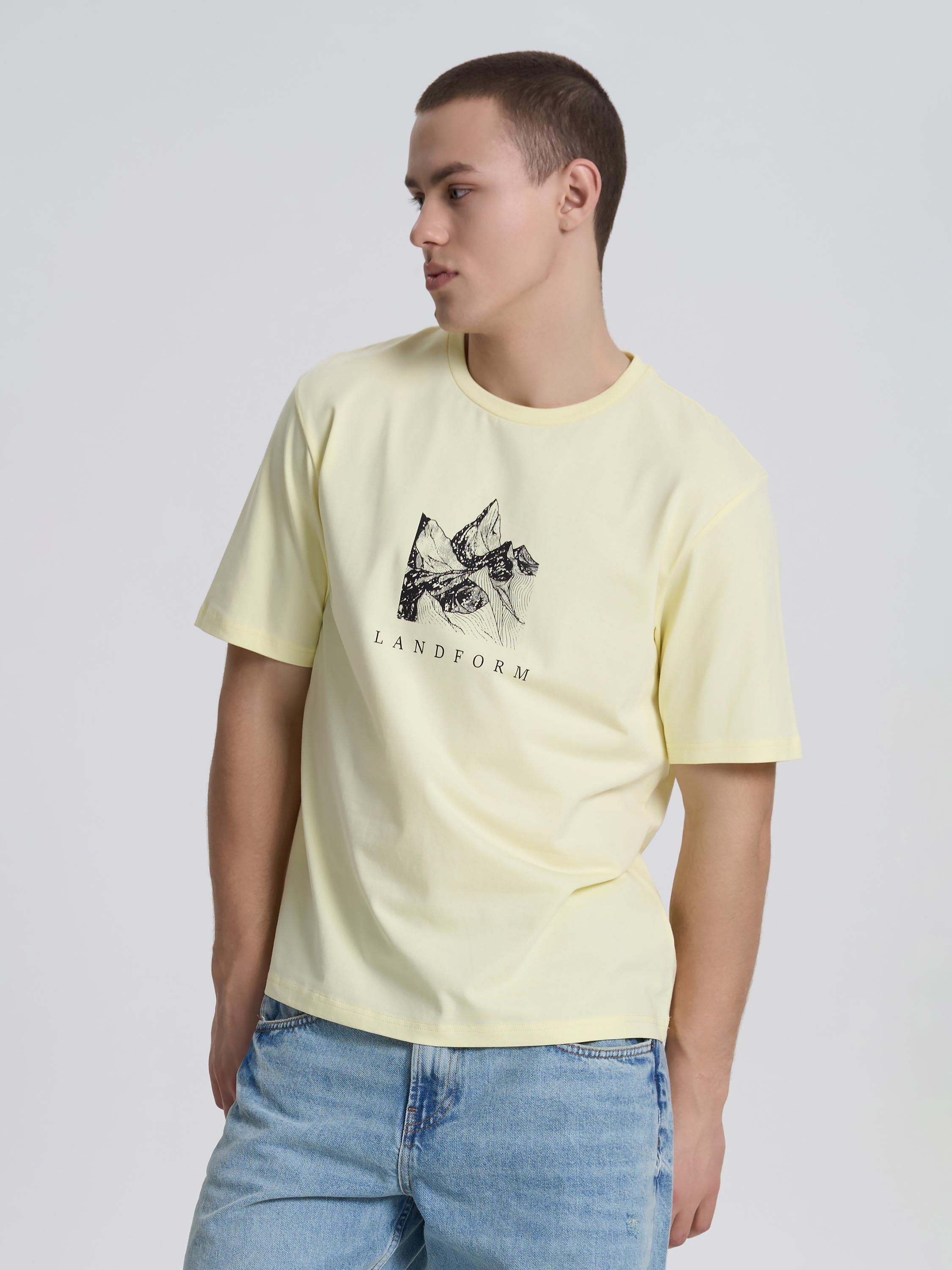 Футболка мужская с рисунком и надписью ROZA 220913 M Нежно-желтый (4824005722653) Футболка мужская с рисунком и надписью ROZA 220913 M Нежно-желтый (4824005722653)