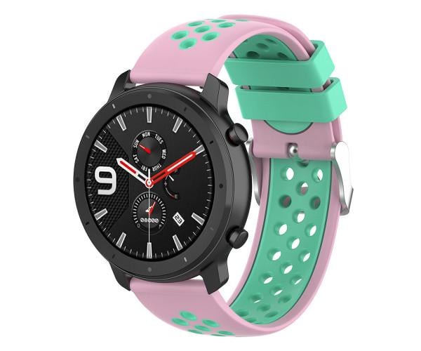 Ремешок силиконовый New Sport для Amazfit Pop 3R/Pop 3S 22 мм Зеленый с Розовым (50386)