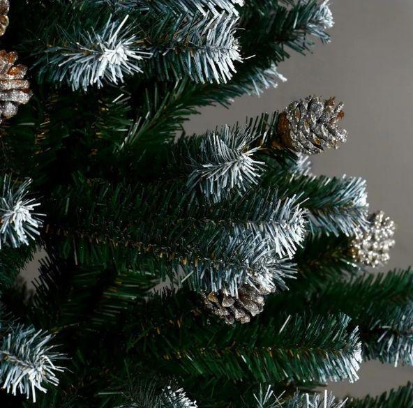 Елка искусственная элитная с шишками с подставкой с белым инеем 1,5 м Зеленый (Е-1,5) - фото 3