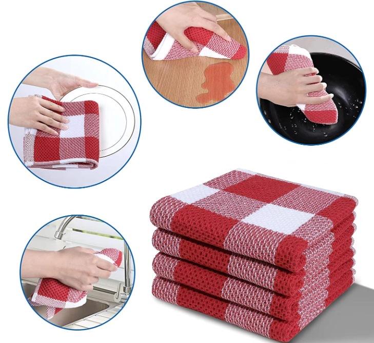 Набор кухонных полотенец Premium Soft 6в1 100% хлопок 34х34 см Красно-белый (NRK0004) - фото 3 Набор кухонных полотенец Premium Soft 6в1 100% хлопок 34х34 см Красно-белый (NRK0004) - фото 3