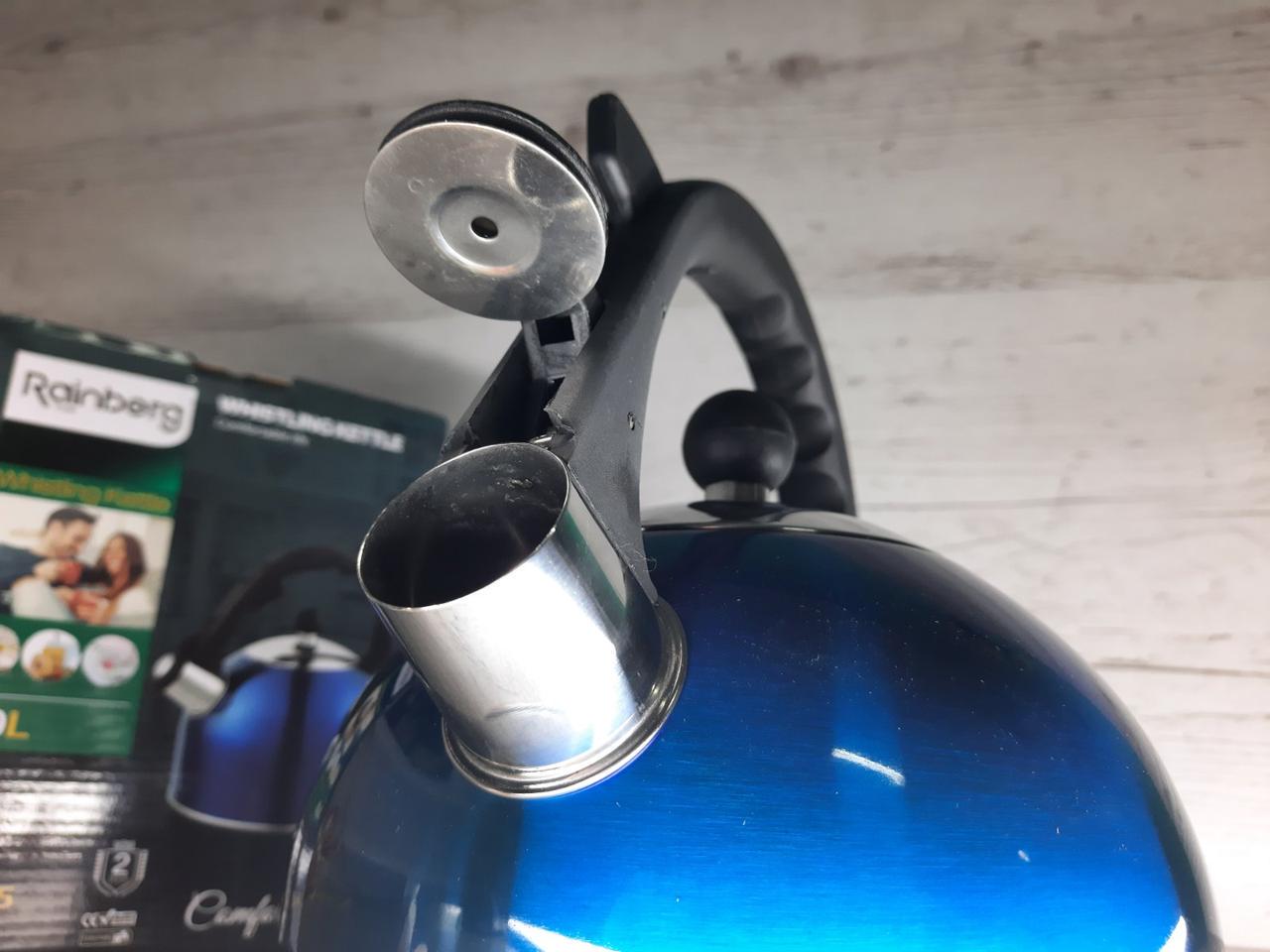 Чайник Rainberg RB-625 із свистком 3 л Синій - фото 3 Чайник Rainberg RB-625 із свистком 3 л Синій - фото 3