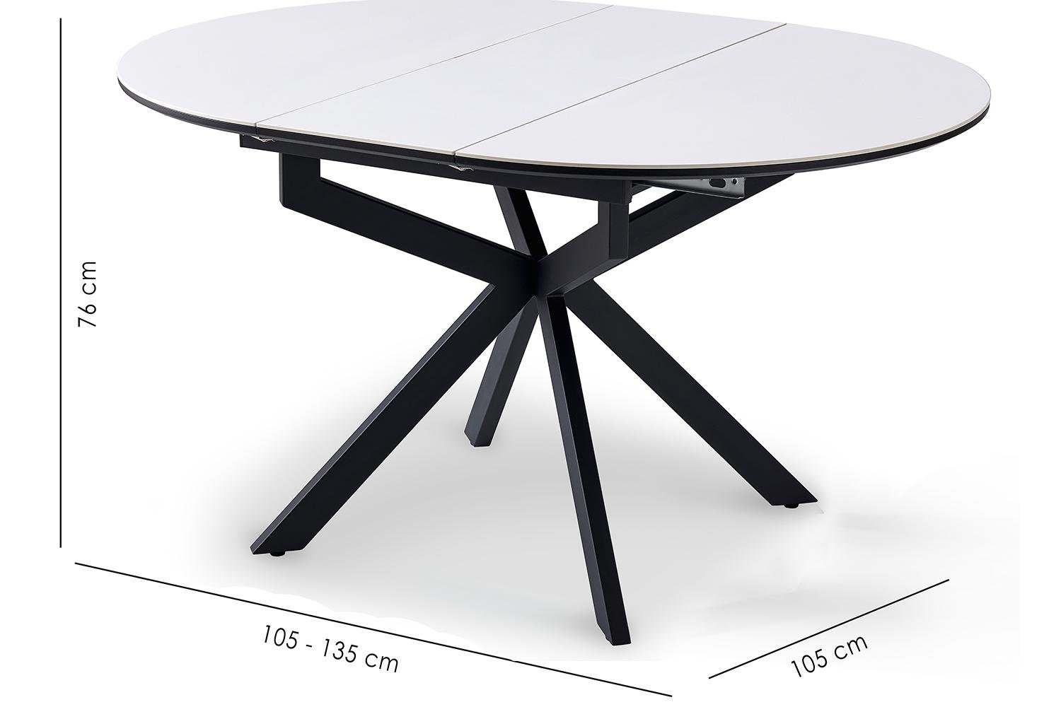 Стол обеденный Tilla раскладной 4-6 мест 105 см Pure white ceramic top black base (16208) - фото 6