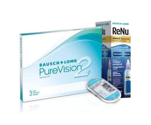 Контактные линзы Purevision 2 с раствором ReNu Advanced 60 мл (75841_2)