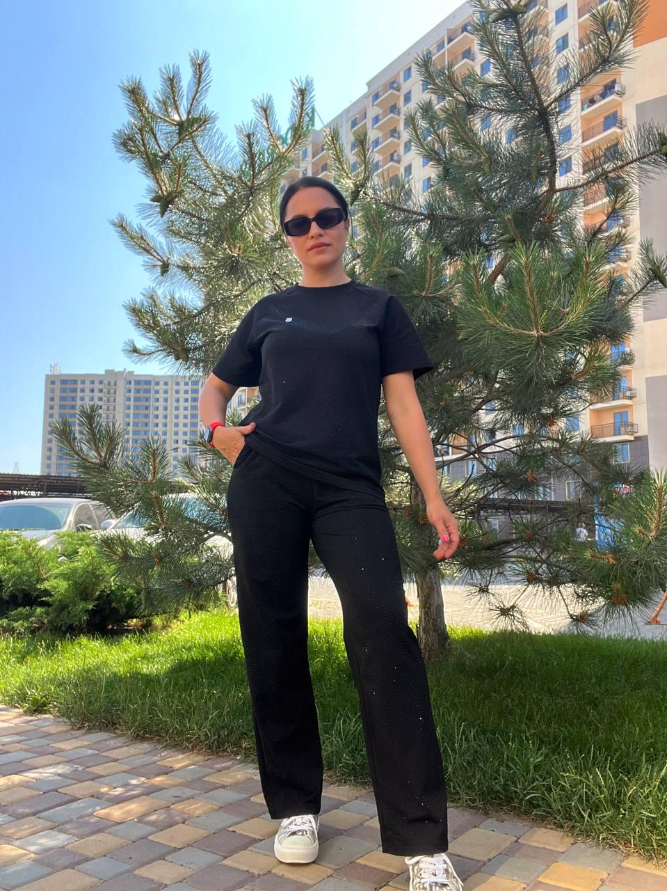 Костюм жіночий YUJIE YISHANG 7162 футболка та брюки XL Чорний (2214)