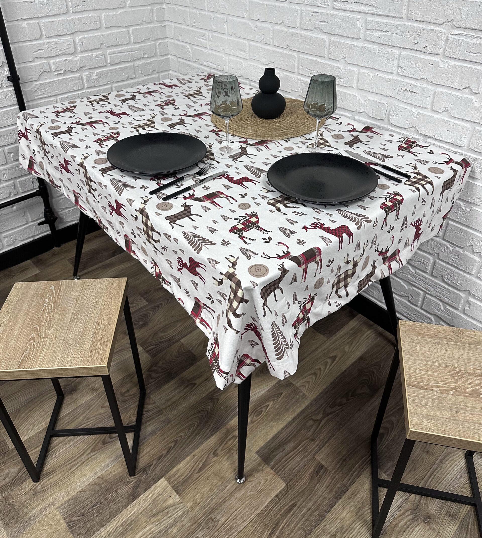 Скатерть Comfort Home X-mas red deer новогодняя водоотталкивающая с тефлоновым покрытием 140x180 см