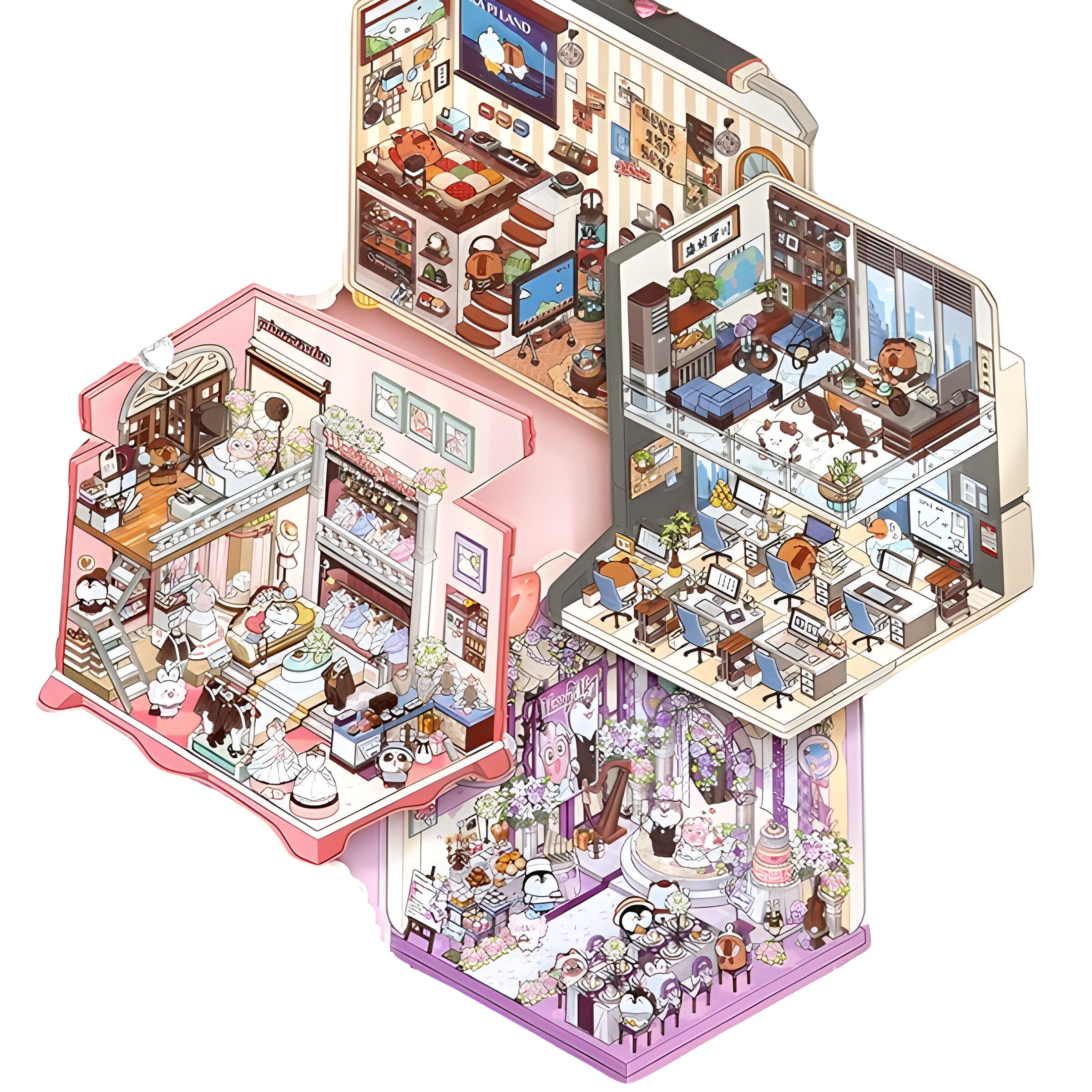 Набір 3D наклейок 4в1 румбокс різні кольори багаторазові (25-84)