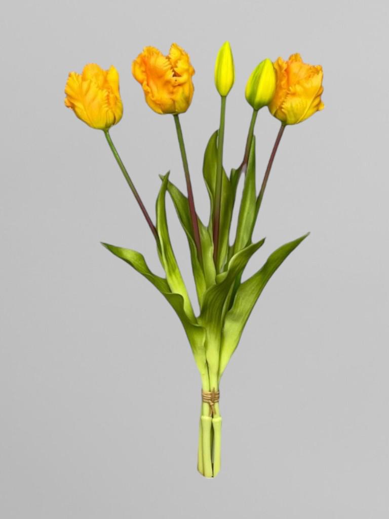 Букет штучних кучерявих тюльпанів 5 шт. 40 см Жовтий (К07048) - фото 2