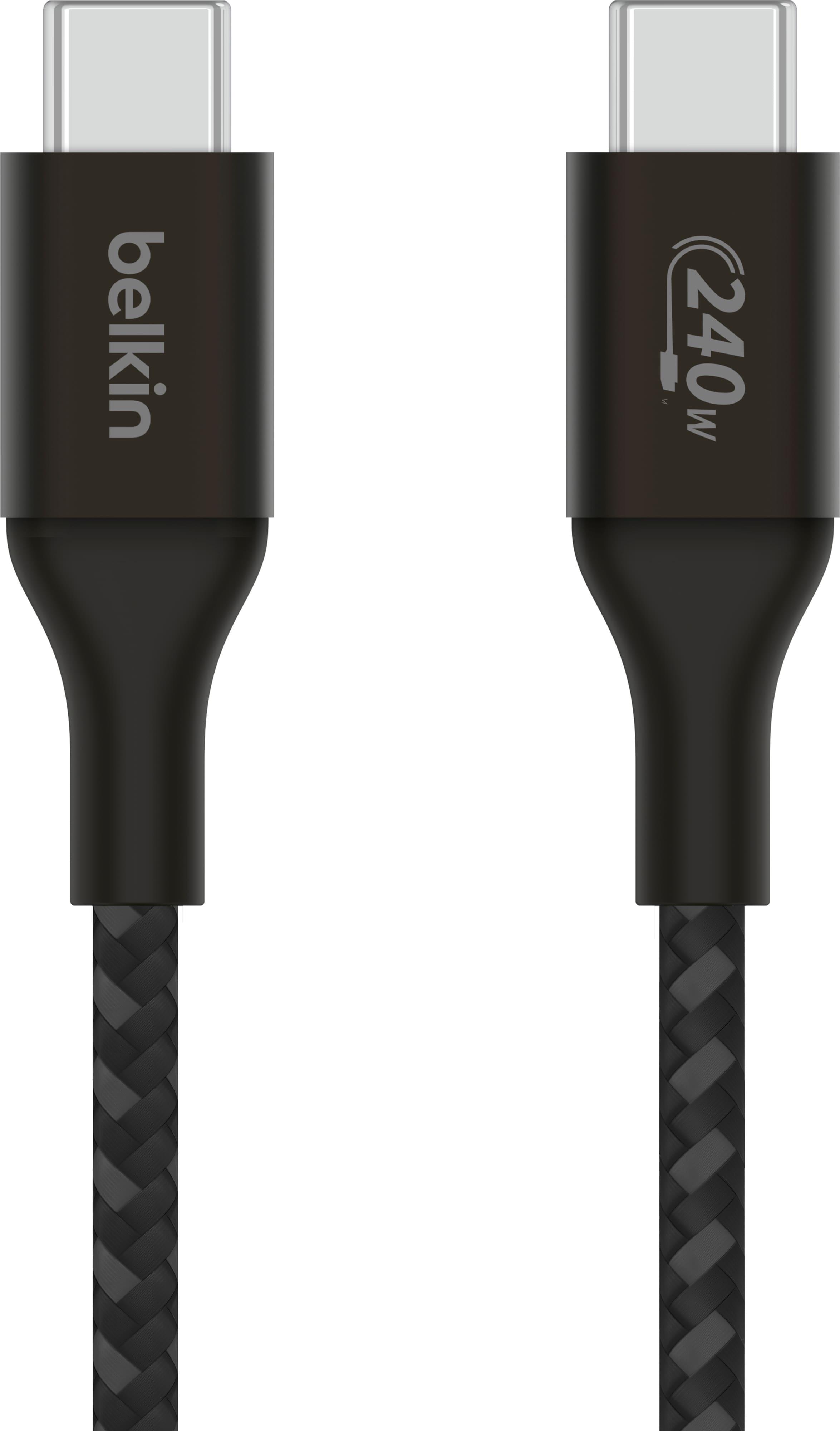 Кабель для заряджання Belkin USB-C - USB-C 240 Вт в тканинному обплетенні 2 м Чорний (CAB015BT2MBK) - фото 3 Кабель для заряджання Belkin USB-C - USB-C 240 Вт в тканинному обплетенні 2 м Чорний (CAB015BT2MBK) - фото 3