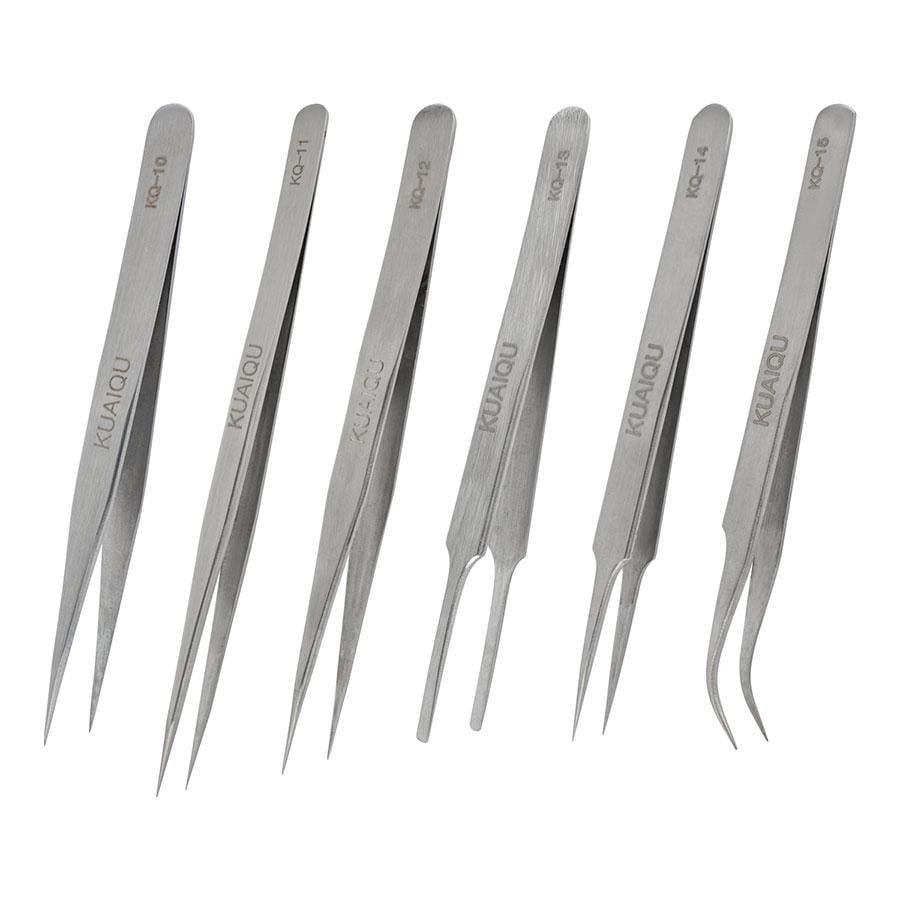 Набір пінцетів технічних нержавіюча сталь KQ-10-KQ-15 6 шт. (286806)