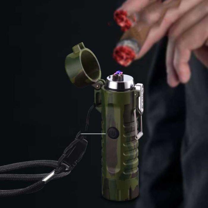 Водонепроницаемая USB зажигалка с фонариком со встроенным аккумулятором электроимпульсная 2 дуги - фото 7
