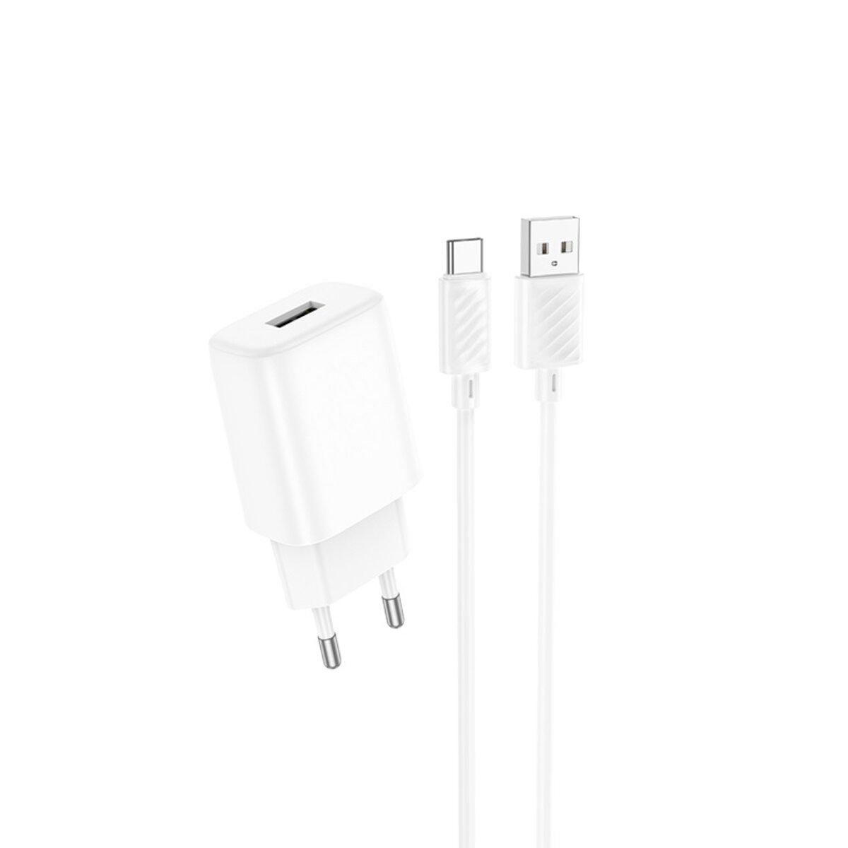 Зарядний пристрій з кабелем Hoco C134A Solid Single-Port Charger Set USB to Type-C 2,4A White (6942007621366) Зарядний пристрій з кабелем Hoco C134A Solid Single-Port Charger Set USB to Type-C 2,4A White (6942007621366)