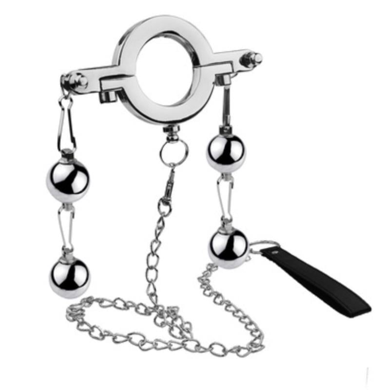 Кольцо-утяжелитель для мошонки Cock Ring With Double Weight Ball and Leash с поводком (31013572)