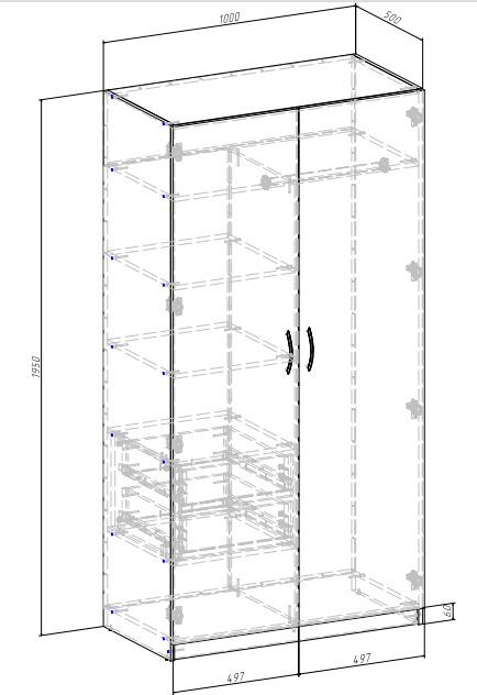 Шкаф для одежды с полками и штангой 1950х800х520 мм Белый - фото 4