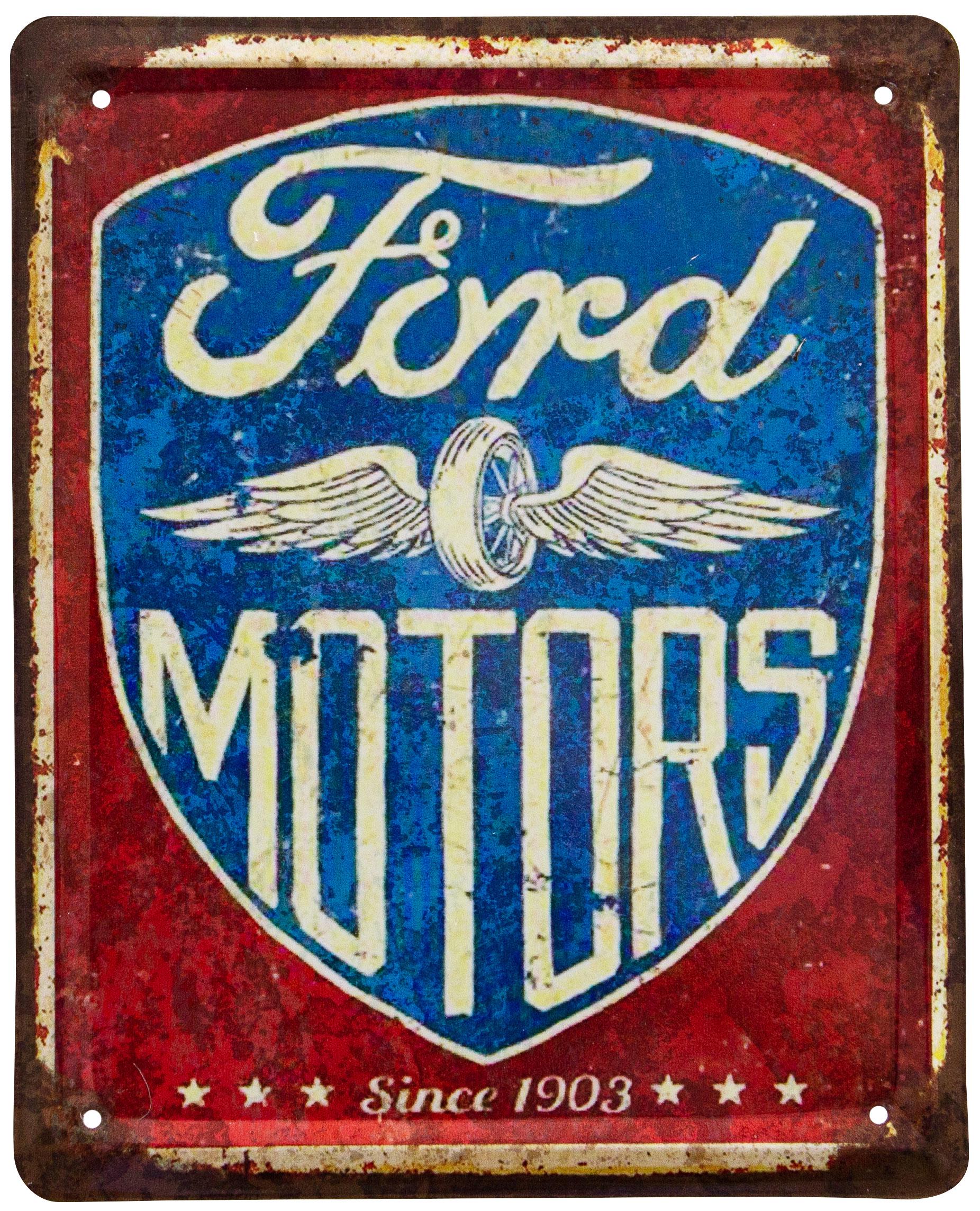 Табличка металлическая Ford Motors Since 1903 18x22 см