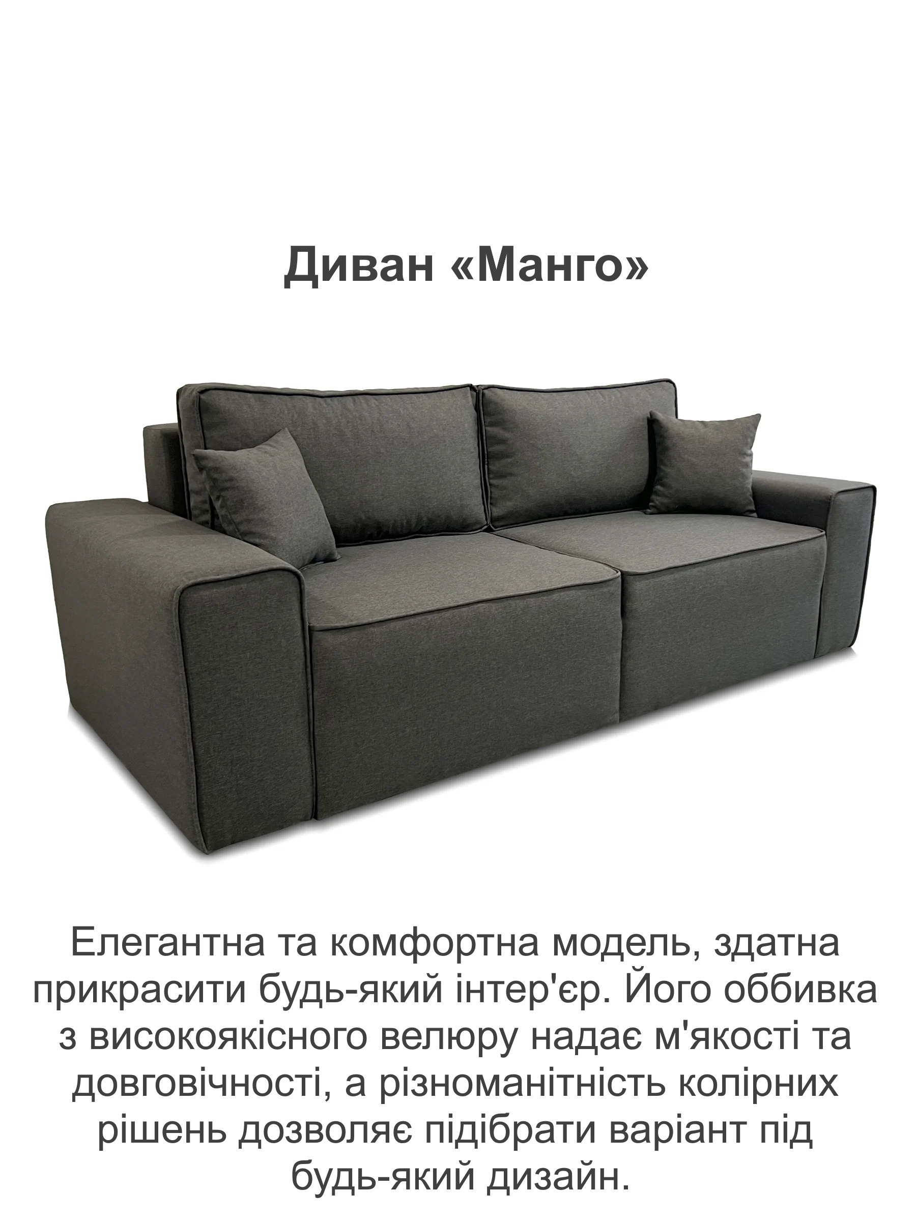 Диван Манго 255х110 см Темно-серый (28118912) - фото 2