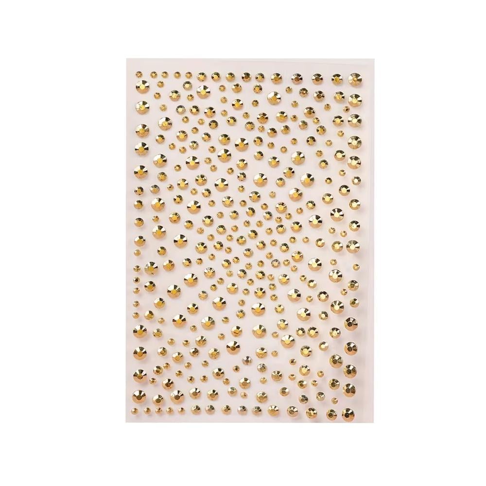 3D стразы самоклеящиеся для лица/тела/волос 1 лист Золотистый бриллиант (3000003903)