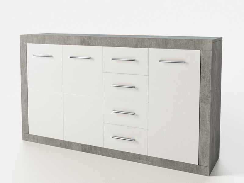 Комод Світ Меблів Омега 3Д 4Ш 1520x366x890 мм ДСП Белый/Бетон