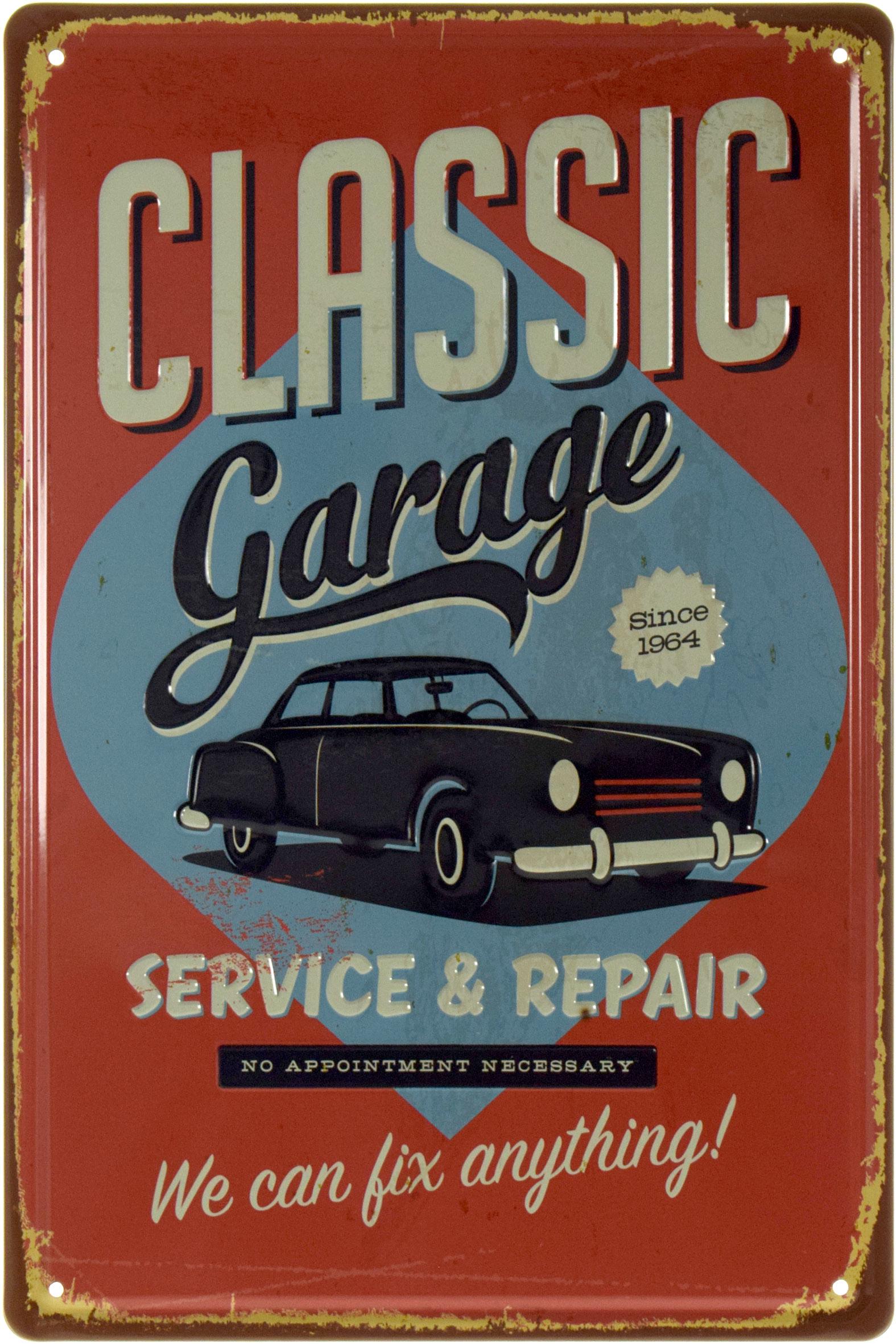 Табличка металлическая Классический Гараж Мы Можем Все Исправить!/Classic Garage We Can Fix Anything! 20x30 см