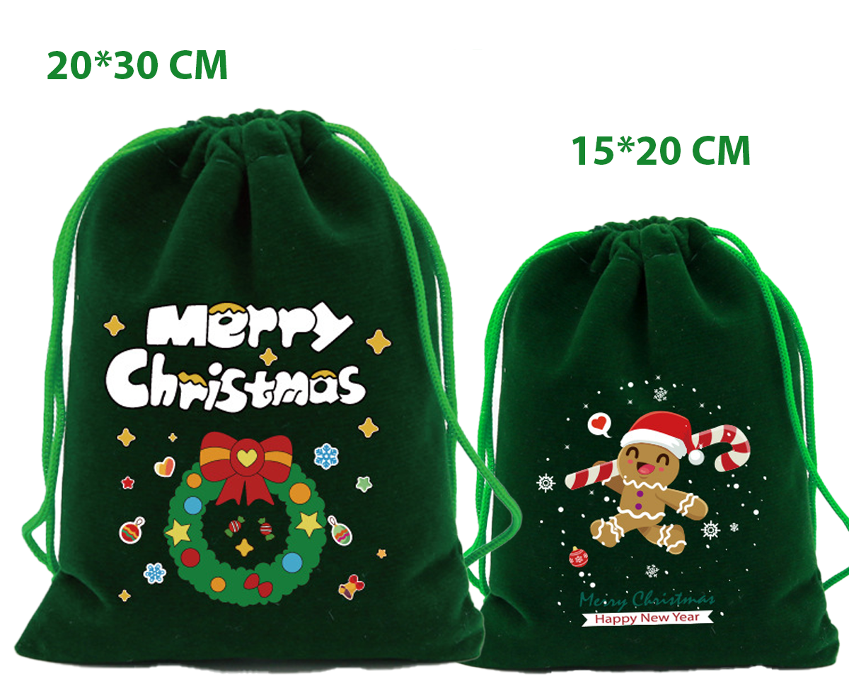Набір мішечків для подарунків новорічні оксамитові 4 шт. (22864045) - фото 5